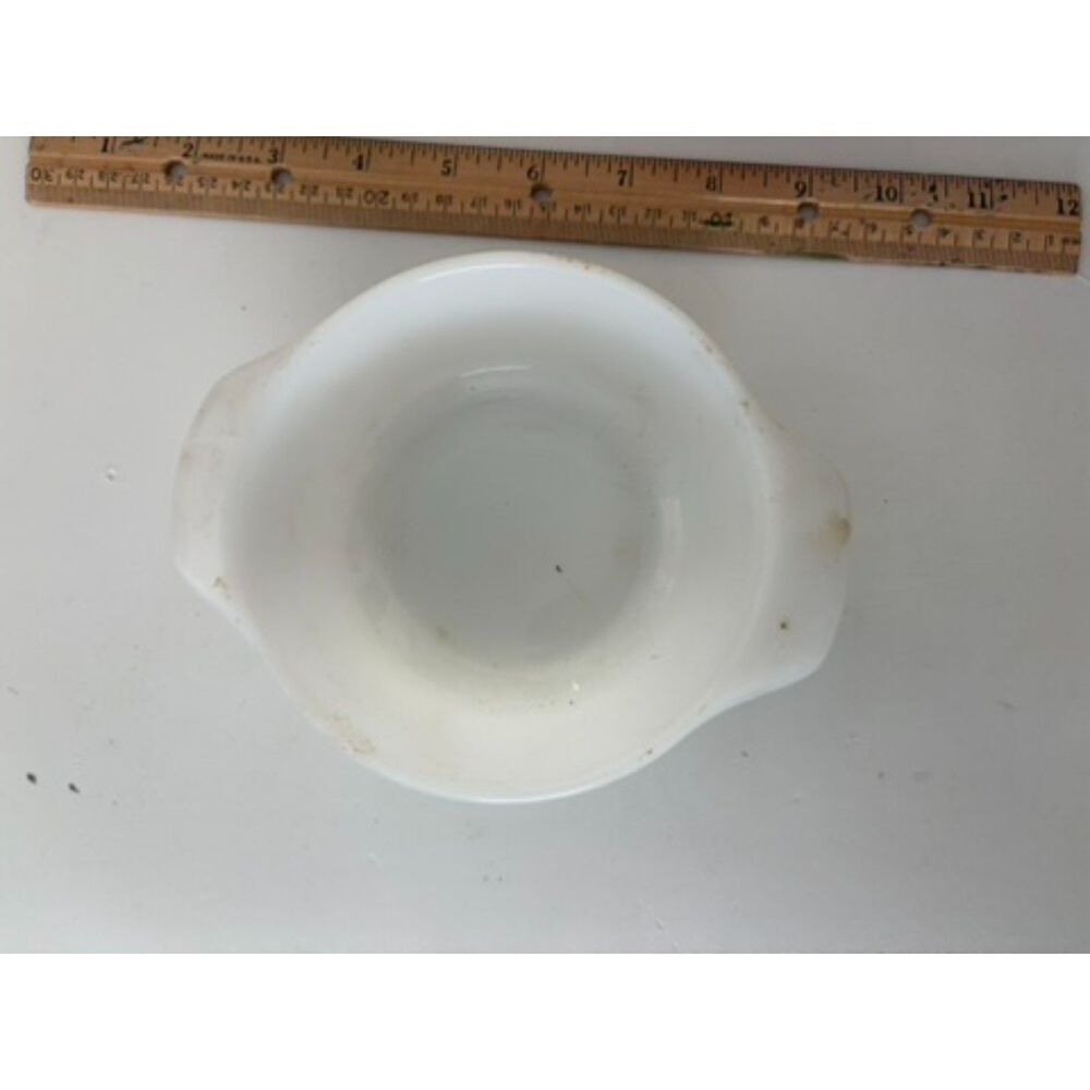 vtg fire king milk glass small handled casserole dish